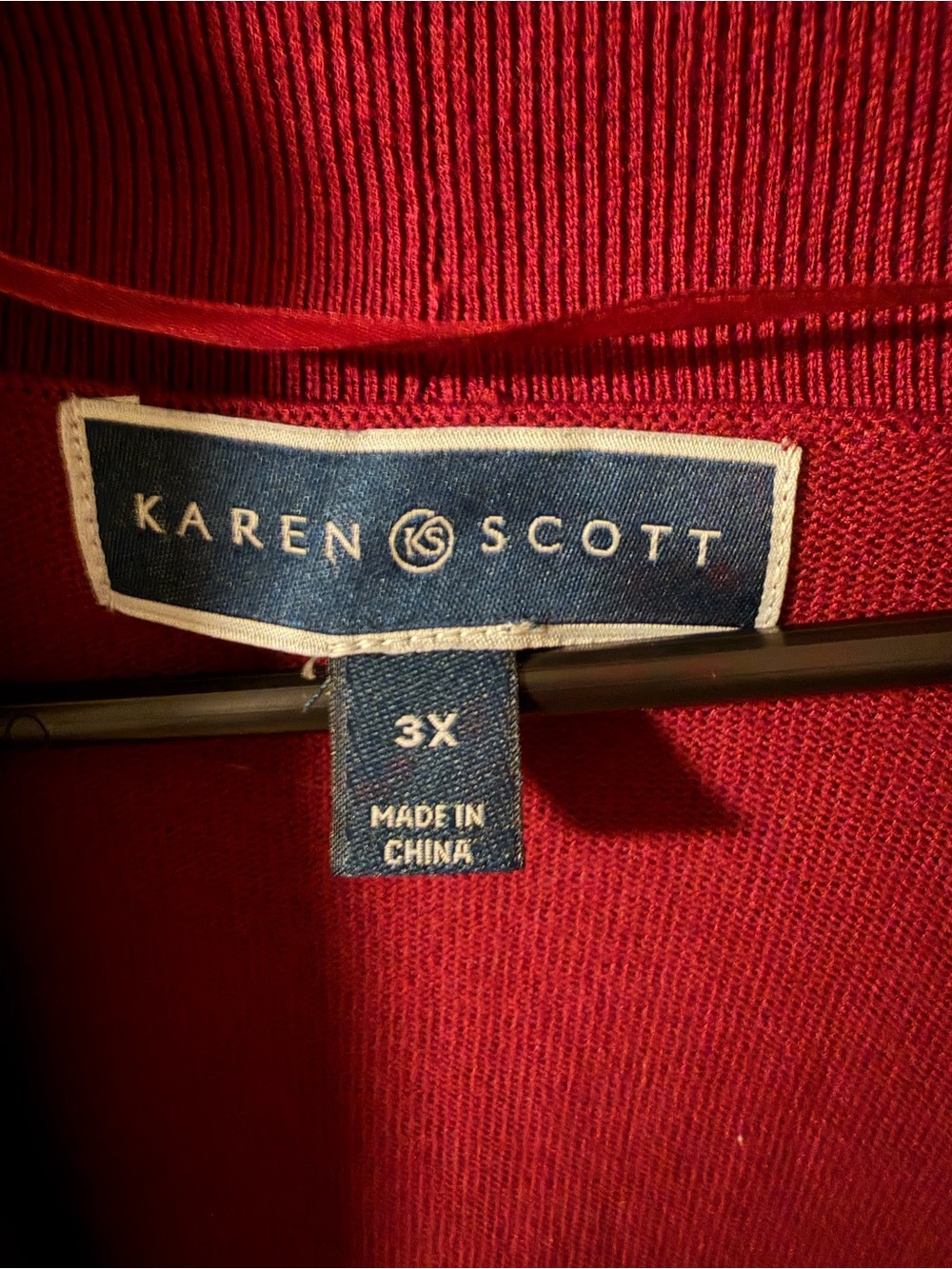 Karen Scott Women’s Open-Front Knit Cardigan Burgundy Rayon Blend Sz 3X Office - Picture 2 of 9